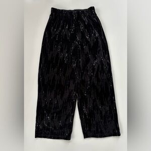 ZARA Girls Black Velour Sequin Pull on Pants Size 11/12, Like new!